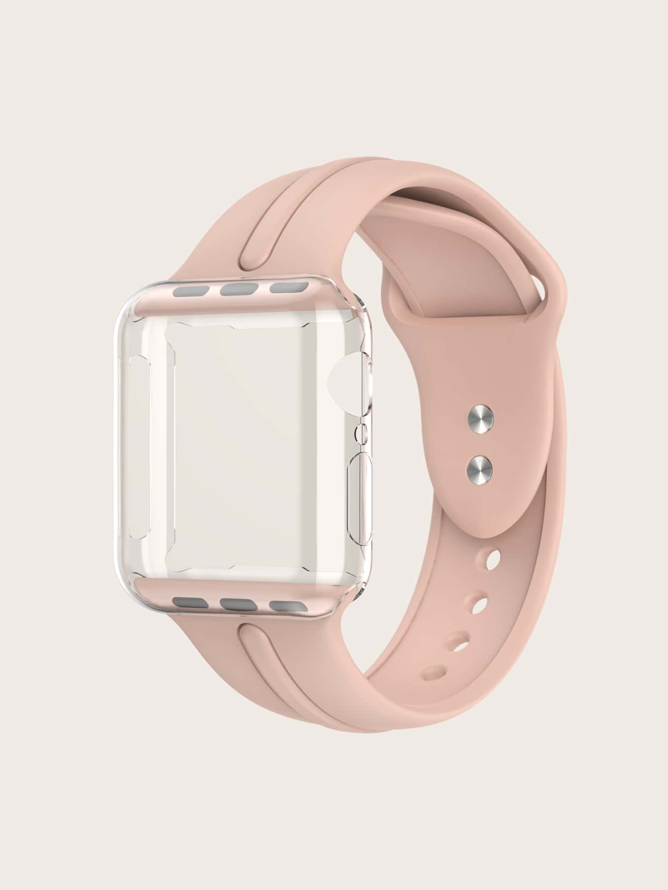 2 dây đeo đồng hồ và vỏ đồng hồ trơn tương thích với Apple Watch - Hồng - Xem 1