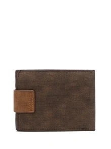 DE LI BI Nam Chữ Đồ Họa Nút Chụp PU Nhỏ Ví Thẻ Ví Nhỏ ID Cửa Sổ Dây Kéo Ví Nam Bố Quà Tặng - Cà phê nâu - Xem 4