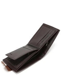 DE LI BI Nam Chữ Đồ Họa Nút Chụp PU Nhỏ Ví Thẻ Ví Nhỏ ID Cửa Sổ Dây Kéo Ví Nam Bố Quà Tặng - Cà phê nâu - Xem 7