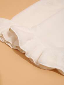 Ruffle Trim Solid Leg Warmers - White - View 4