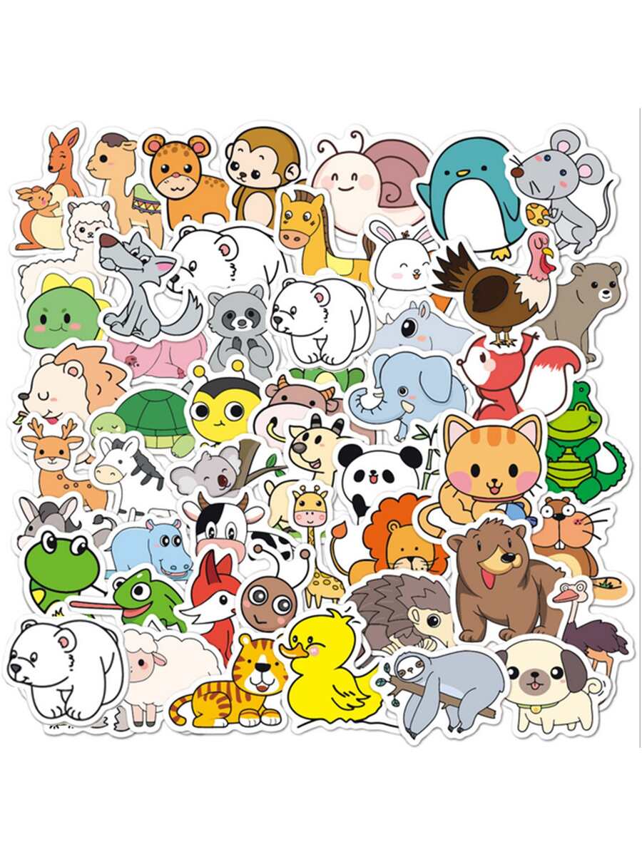 50 cái Cartoon Animal Print Sticker - Nhiều màu - Xem 1