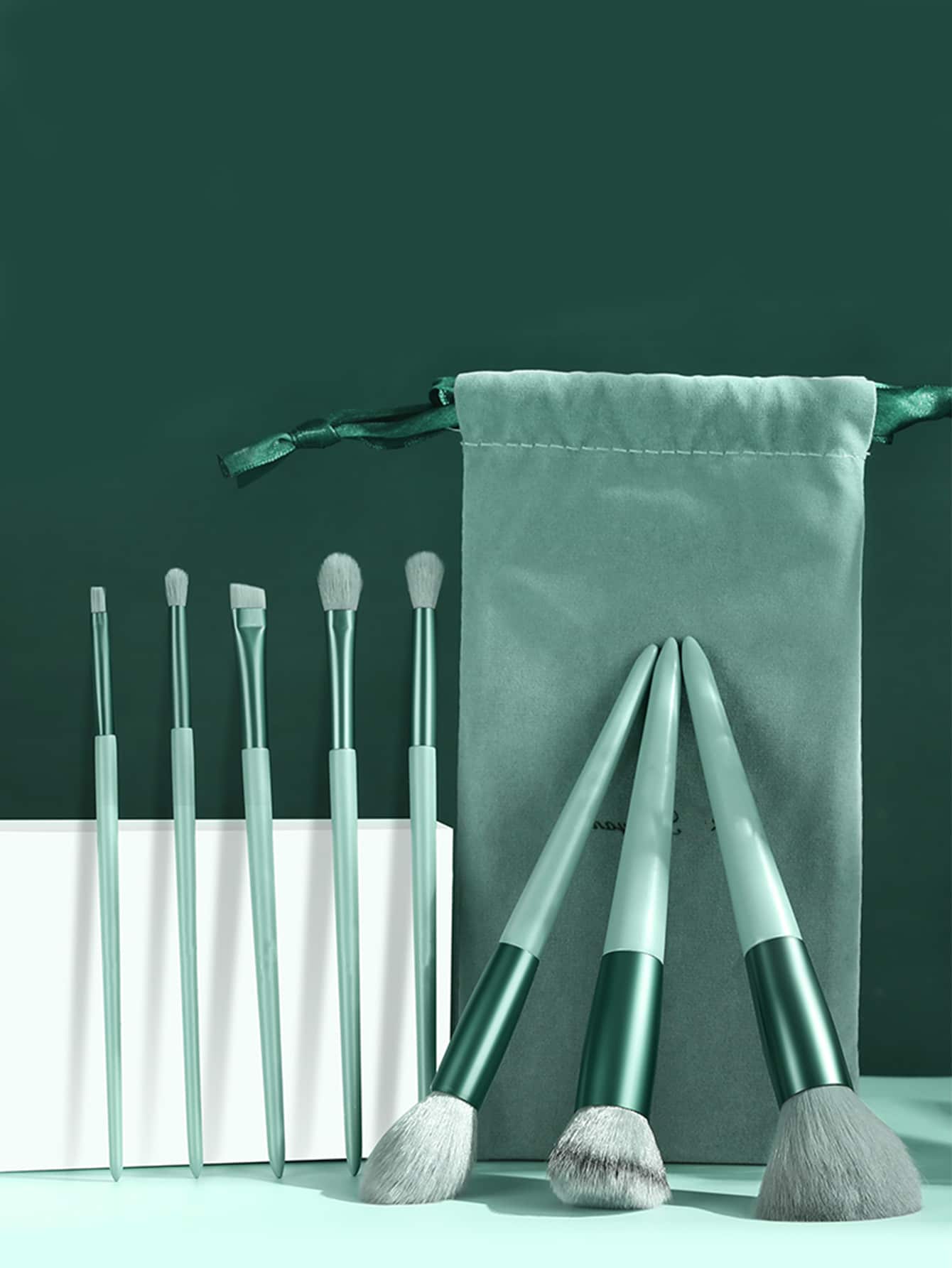 Bộ cọ trang điểm 8 món kèm túi đựng, Bộ cọ, Bộ cọ trang điểm, Bộ cọ trang điểm, Bộ trang điểm hoàn chỉnh, Bộ cọ trang điểm, Bộ trang điểm hoàn chỉnh, Bộ cọ, Bộ cọ trang điểm, Bộ quà tặng trang điểm, Bộ - màu xanh lá - Xem 1