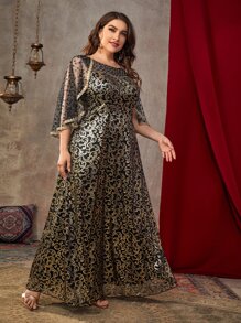 SHEIN Belle Váy lưới đính hạt giả ngọc trai in họa tiết toàn thân tương phản - Nhiều màu - Xem 4