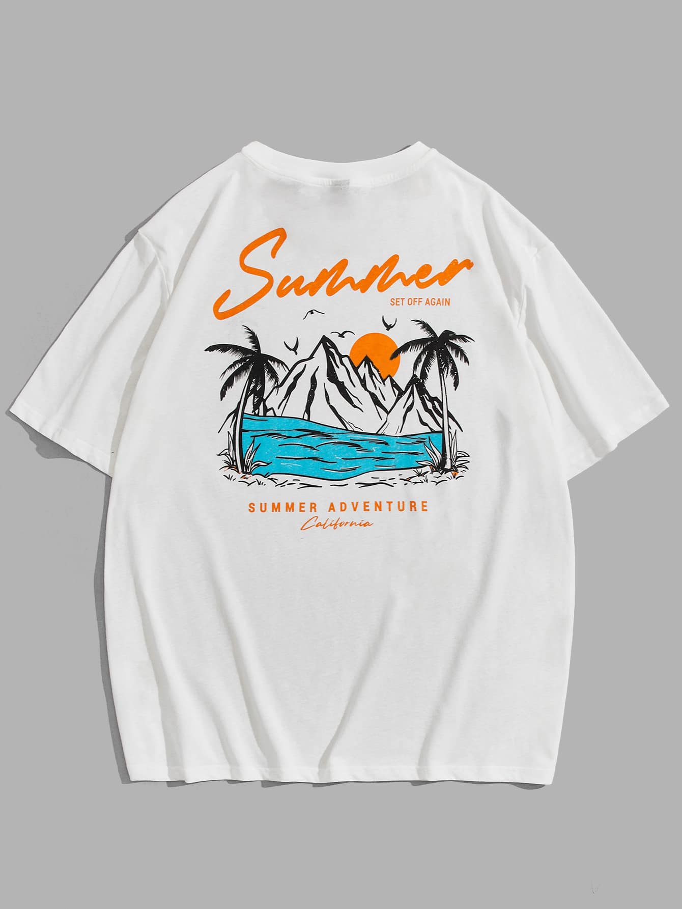 Manfinity RebelGame 男士棉熱帶和字母圖案T恤 - 白色 - 查看 1