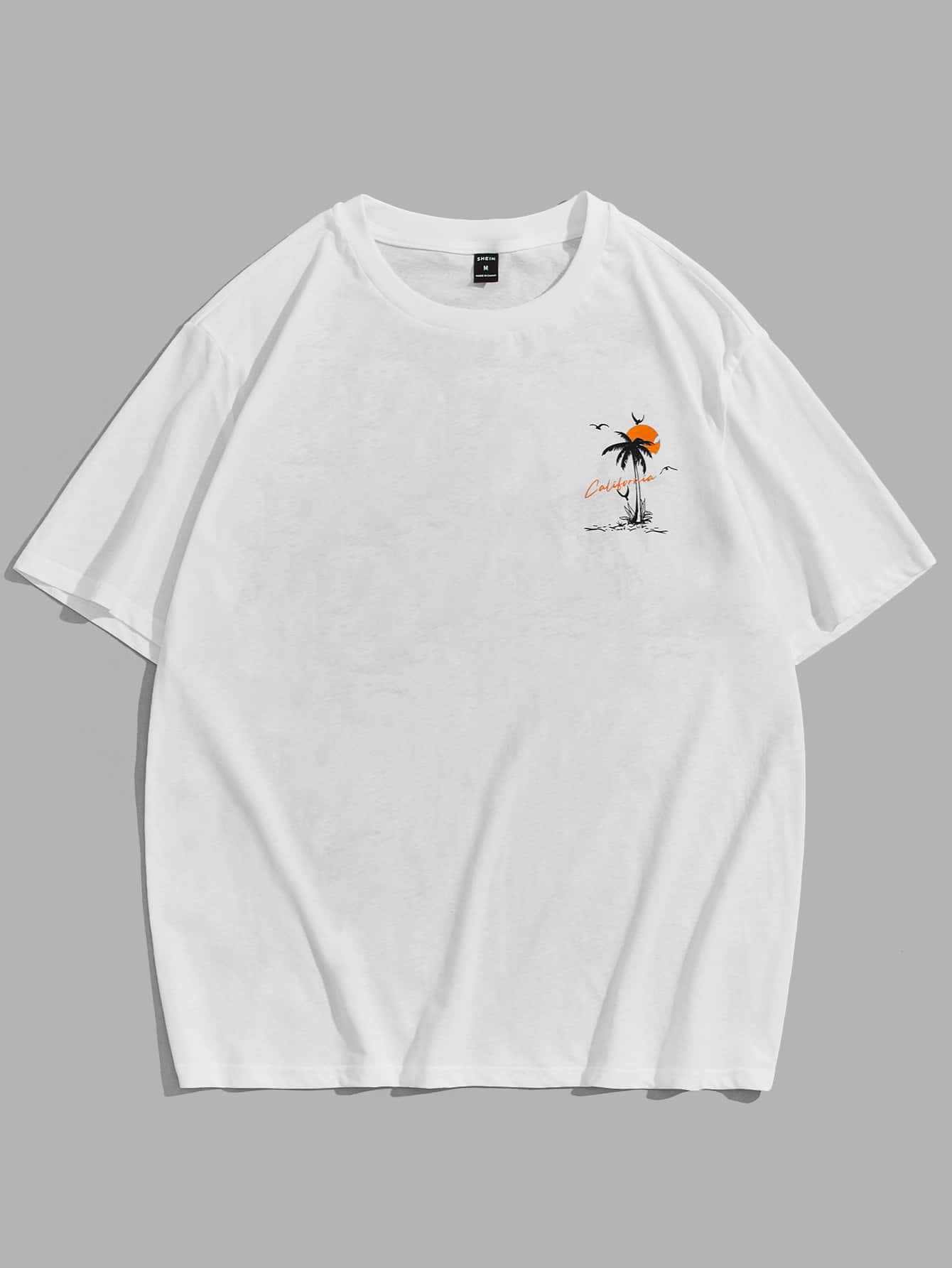 Manfinity RebelGame Men Cotton Tropical and Letter Graphic Tee - White - View 2