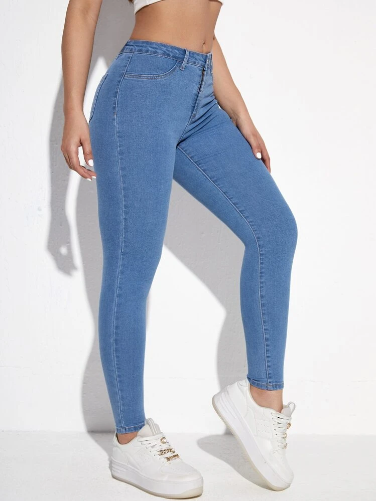 Flexra Botão Bolso Zíper Simples Jeans - Lavagem Média - Ver 5