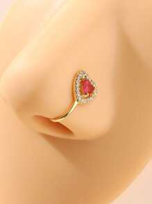 方晶鋯石愛心裝飾鼻環 - 彩色 - 查看 1