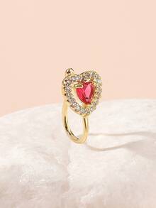 方晶鋯石愛心裝飾鼻環 - 彩色 - 查看 2