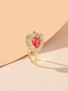 方晶鋯石愛心裝飾鼻環 - 彩色 - 查看 4