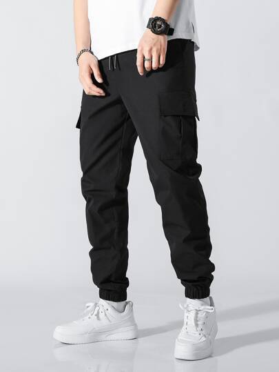 Manfinity EZcore Guys Flap Pocket Side Drawstring Waist Cargo Pants