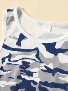 SHEIN 小男童迷彩印花背心上衣和短褲 - 彩色 - 查看 4