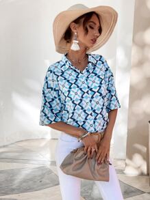 Áo sơ mi In Toàn bộ Thả vai - Nhiều màu - Xem 1