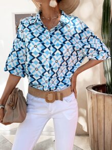 Áo sơ mi In Toàn bộ Thả vai - Nhiều màu - Xem 3