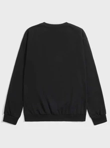 ROMWE MEN Anime Nam Lá thư Đồ họa Động vật Áo nỉ - màu đen - Xem 2