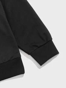 ROMWE MEN Anime Nam Lá thư Đồ họa Động vật Áo nỉ - màu đen - Xem 4