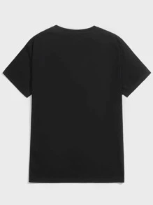 ROMWE MEN Street Life Men Slogan Donut Graphic Tee - Black - View 2