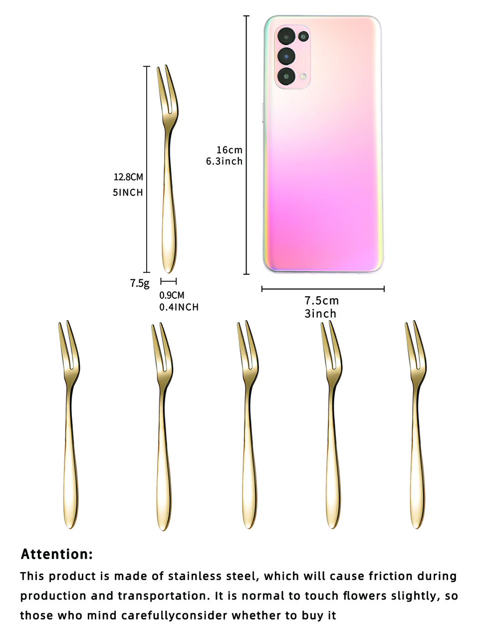 5pcs/Set Fashionable Stainless Steel Fruit Forks,Kitchen,Christmas Gift,School Supplies