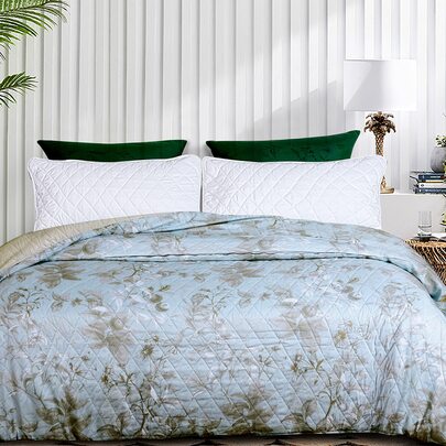 Flower Print Quilted Bedspread