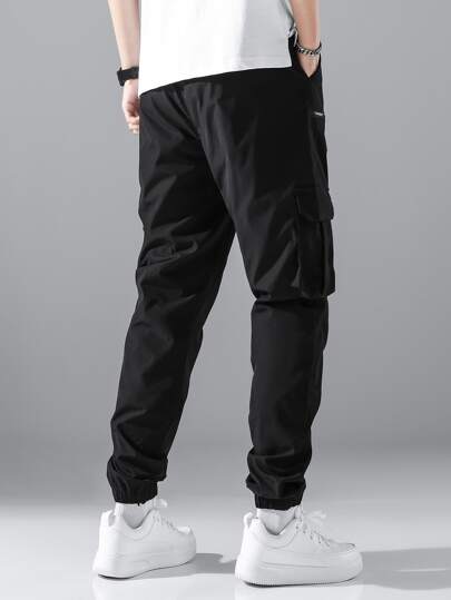 Manfinity Hypemode Men Flap Pocket Side Drawstring Waist Cargo Trousers