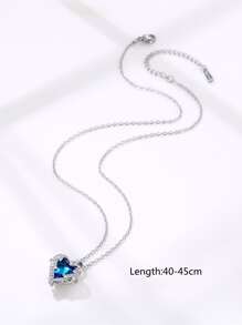 方晶鋯石愛心掛飾項鍊 - 彩色 - 查看 3