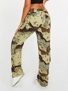 Camo Print Flap Pocket Side Cargo Jeans - Multicolor - View 2