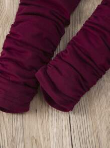 Toddler Girls 2pcs Solid Stacked Trousers - Multicolor - View 3