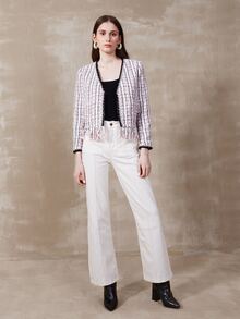 MOTF PREMIUM TWEED FRINGE OPEN FRONT OVERCOAT - Multicolor - View 3