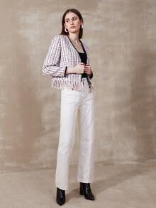 MOTF PREMIUM TWEED FRINGE OPEN FRONT OVERCOAT - Multicolor - View 7