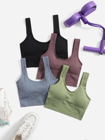 4pcs Medium Support  Seamless Sports Bra