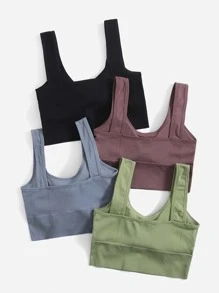 Easithlete 4 piezas Sujetador deportivo soporte medio inconsútil - Multicolor - Ver 2