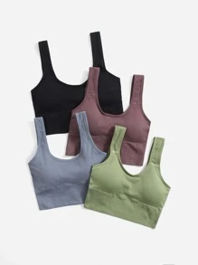 Easithlete 4 piezas Sujetador deportivo soporte medio inconsútil - Multicolor - Ver 4