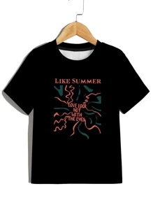 Boys Letter Graphic Tee - Black - View 1