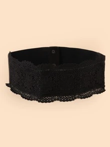 Thắt lưng rộng chi tiết hoa - màu đen - Xem 1