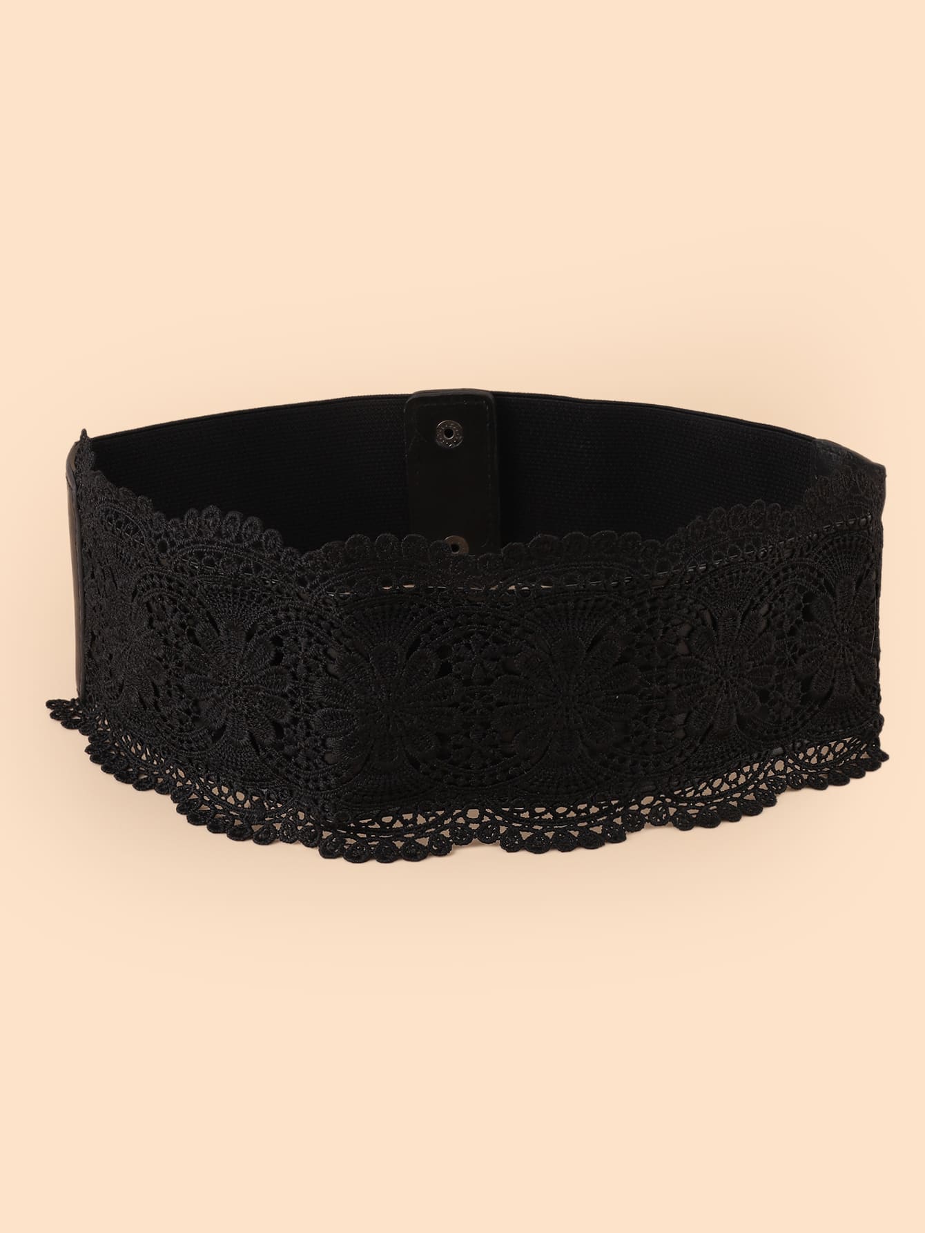 Thắt lưng rộng chi tiết hoa - màu đen - Xem 1