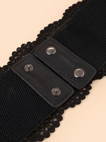 Thắt lưng rộng chi tiết hoa - màu đen - Xem 4