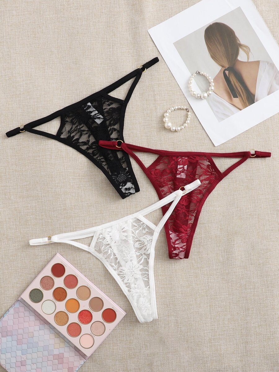 Seduluxe 3packs Cut-Out Lace Panty Lingerie