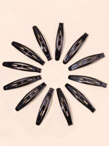 12pcs Solid Hair Clip - Black - View 1