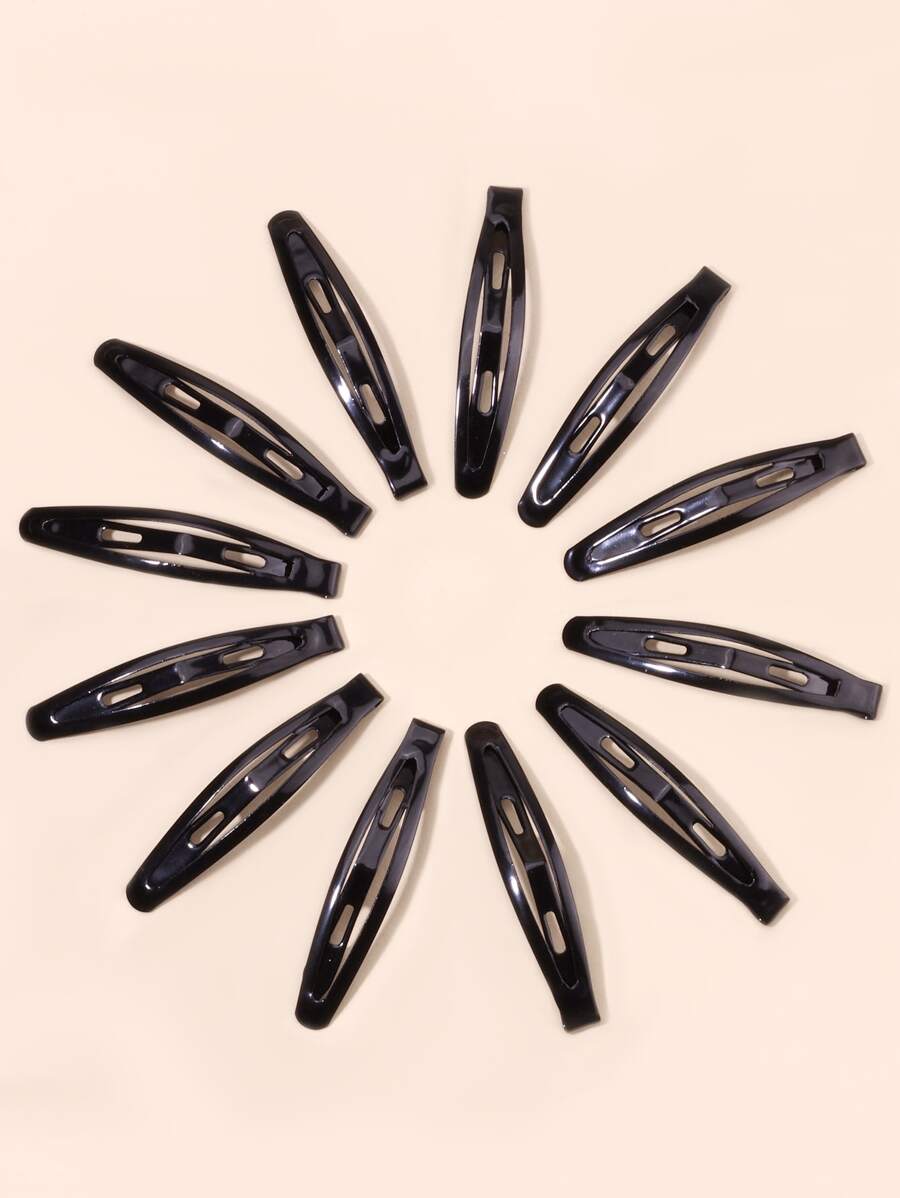 12pcs Solid Hair Clip - Black - View 1