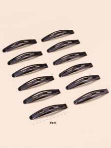12pcs Solid Hair Clip - Black - View 2