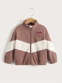 SHEIN Niñitas Cazadora con estampado de cheurón con parche - Multicolor - Ver 1