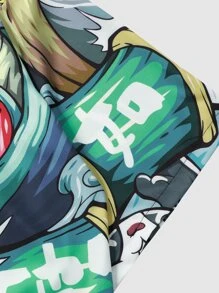 Manfinity EMRG Men Cartoon And Letter Graphic Drop Shoulder Open Front Kimono Without Tee - Multicolor - View 5