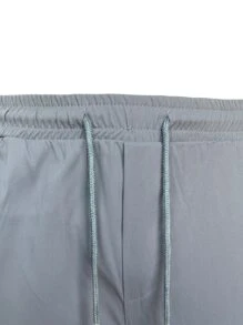 Manfinity Homme Hombres Pantalones de cintura con cordón con bolsillo oblicuo - Gris - Ver 3