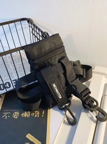 High School Students University Freshman multifunctional sling bag shoulder bag casual bag Mini Men Buckle Square Bag For Travel,College,Outdoors,Sports,Commute - Black - View 4