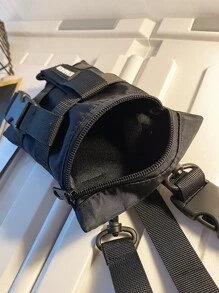 High School Students University Freshman multifunctional sling bag shoulder bag casual bag Mini Men Buckle Square Bag For Travel,College,Outdoors,Sports,Commute - Black - View 5