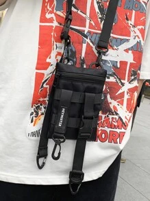 High School Students University Freshman multifunctional sling bag shoulder bag casual bag Mini Men Buckle Square Bag For Travel,College,Outdoors,Sports,Commute - Black - View 6