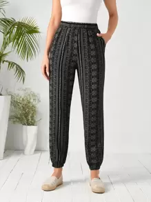 EMERY ROSE Paisley Print Carrot Trousers - Multicolor - View 1