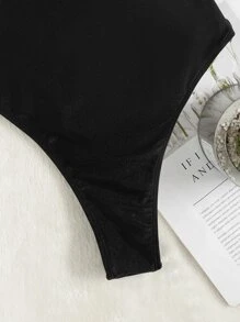 Plait Criss Cross One Piece Swimsuit - Black - View 5