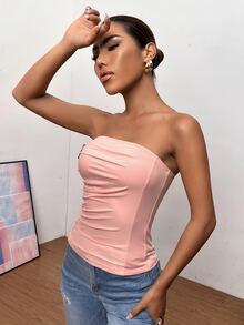 Áo nữ Xù màu trơn Giải trí - Hồng - Xem 3