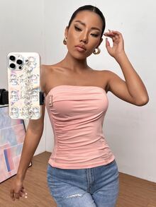 Áo nữ Xù màu trơn Giải trí - Hồng - Xem 5