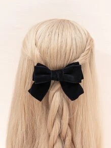 蝴蝶結裝飾髮夾 - 黑色 - 查看 1